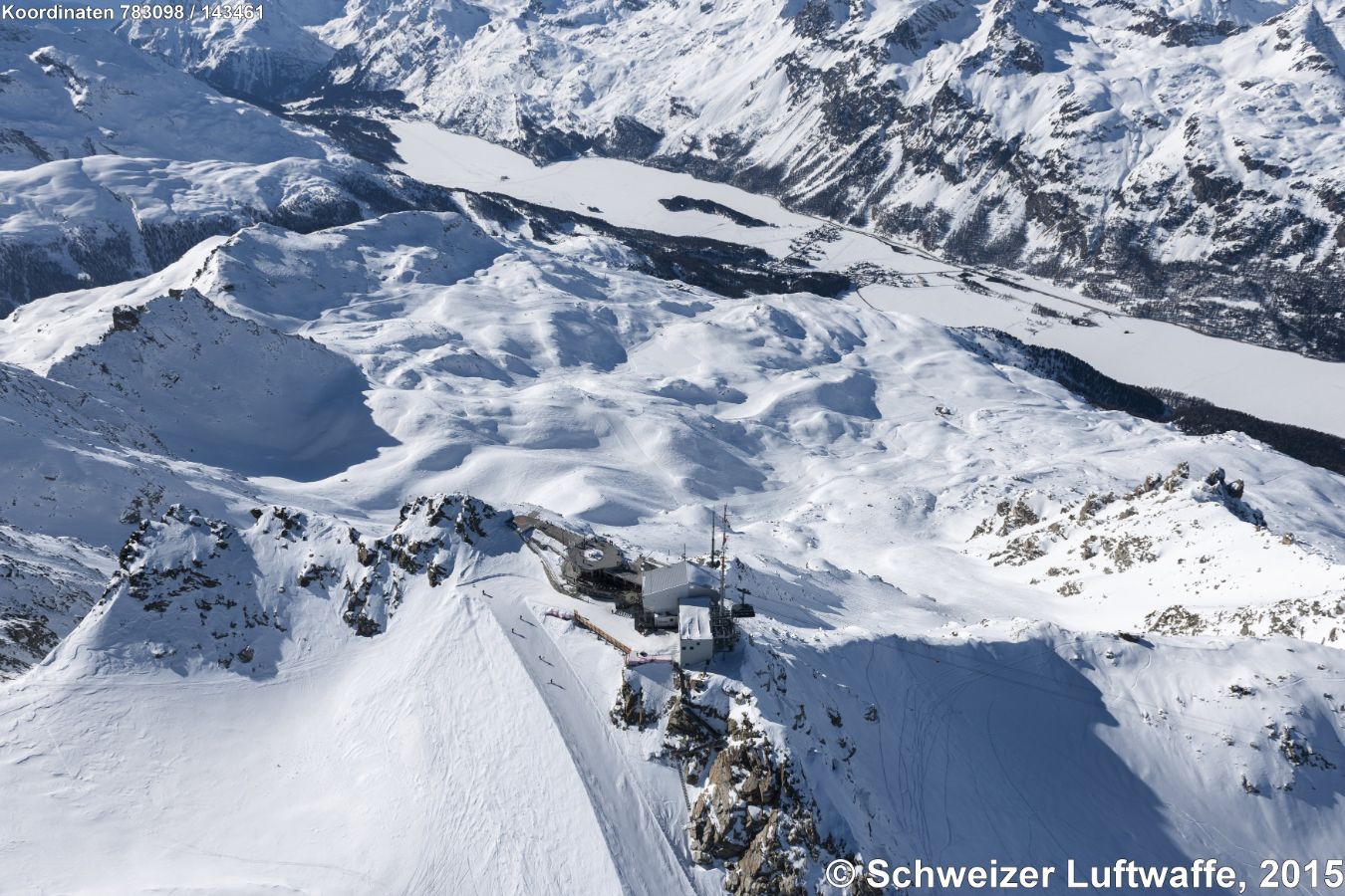 Corvatsch, Überblick zum Silvaplaner - See, Silser - See, Maloja